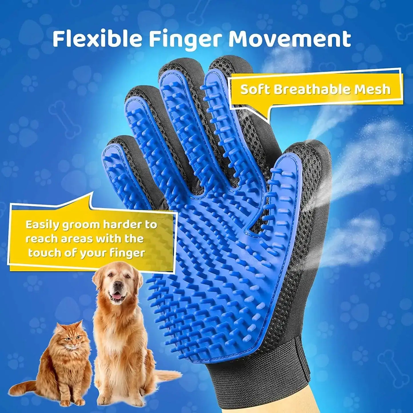 Transform grooming into a relaxing bonding moment with our Pet Grooming Glove—a unique, gentle massage that keeps your home clean and your pet happy